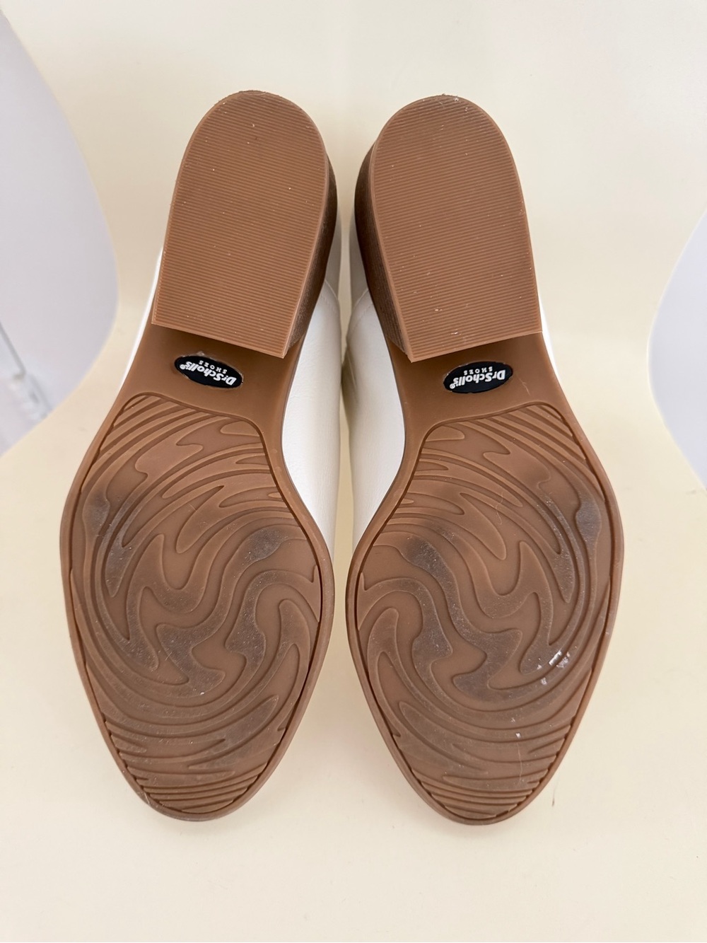 Dr. Scholl's White Cutout Ankle Booties with Stacked Brown Heel - Picture 4 of 4